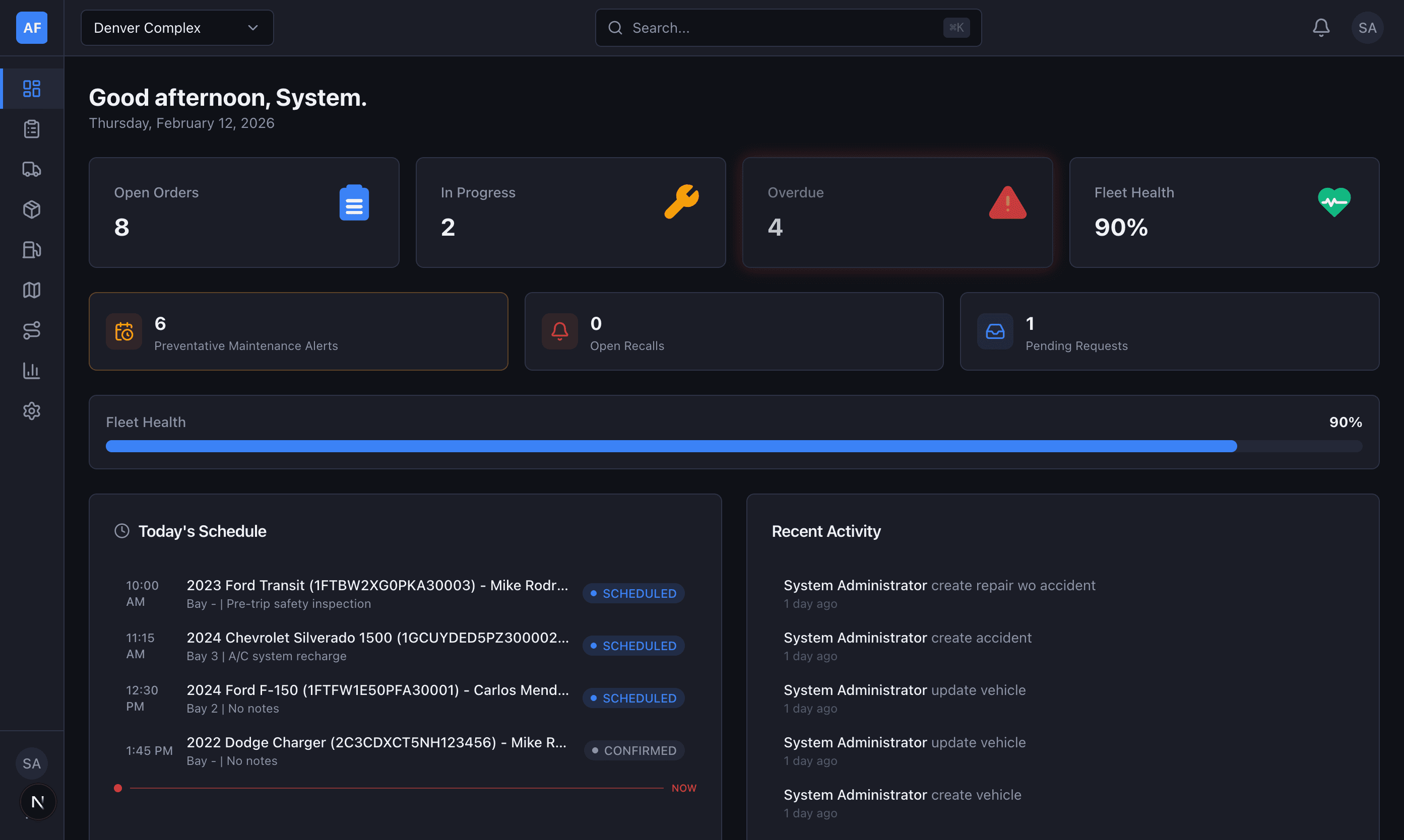 Argus Fleet dashboard showing fleet health, scheduling, and operations overview