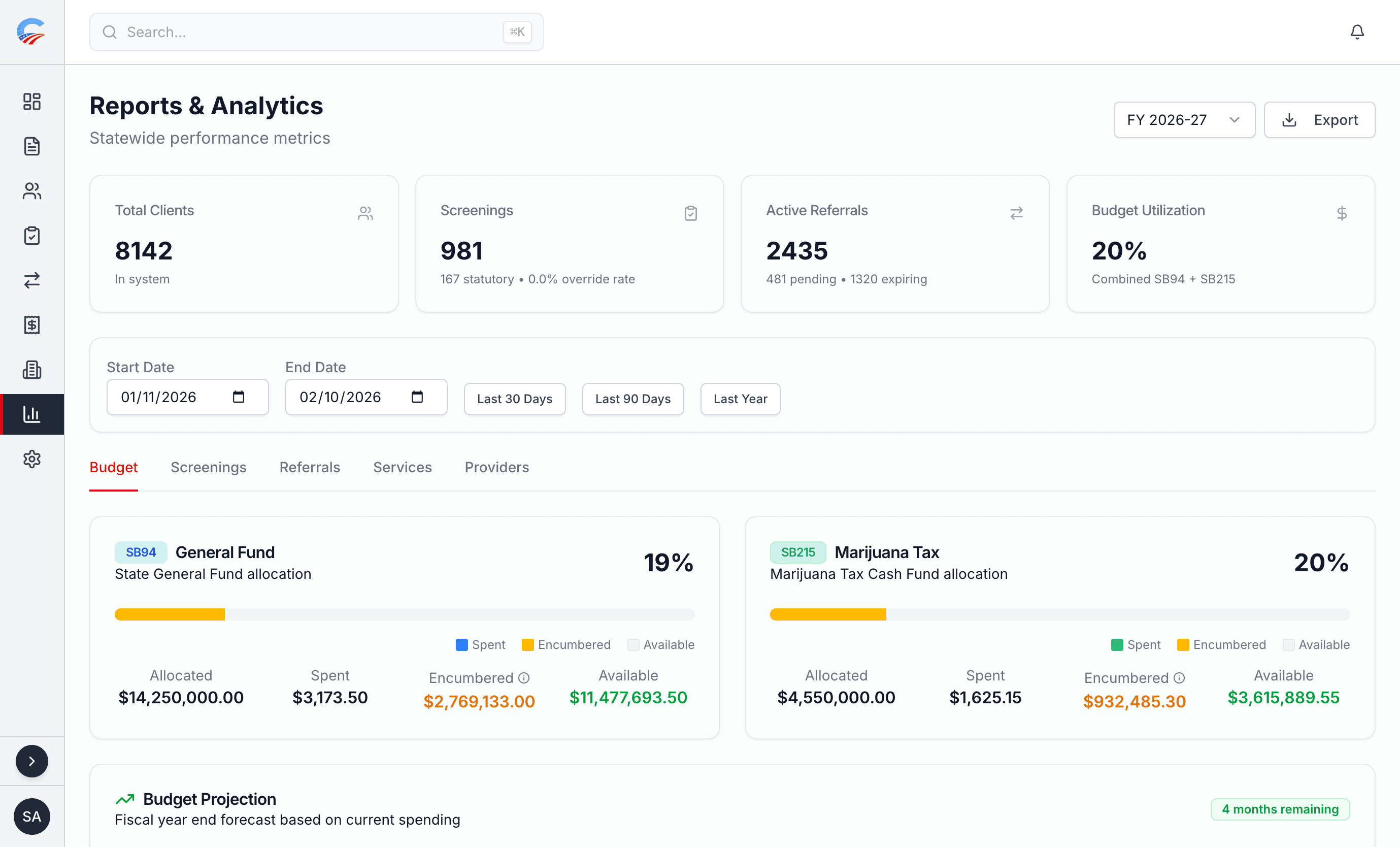 Argus Continuum budget and referral management interface